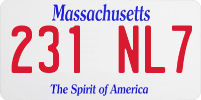 MA license plate 231NL7