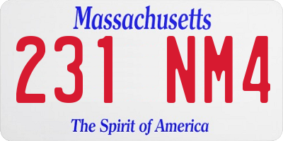 MA license plate 231NM4