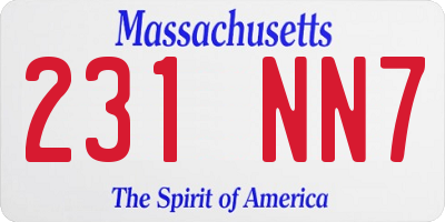 MA license plate 231NN7