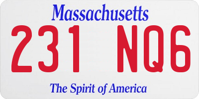 MA license plate 231NQ6