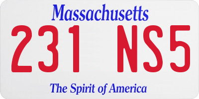 MA license plate 231NS5