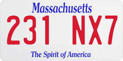 MA license plate 231NX7