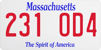 MA license plate 231OD4