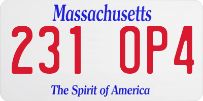 MA license plate 231OP4
