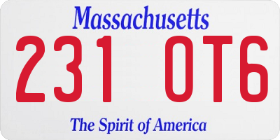 MA license plate 231OT6