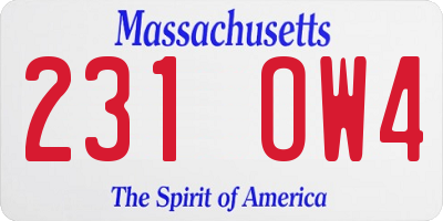 MA license plate 231OW4