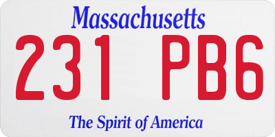 MA license plate 231PB6