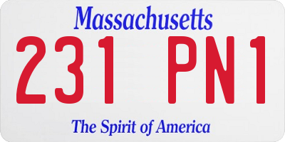 MA license plate 231PN1