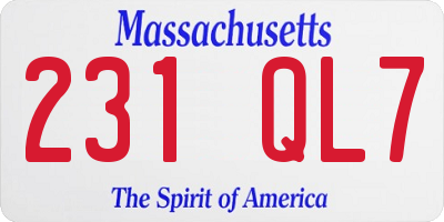 MA license plate 231QL7