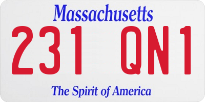 MA license plate 231QN1