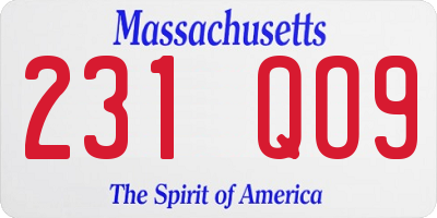 MA license plate 231QO9