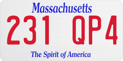 MA license plate 231QP4