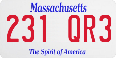 MA license plate 231QR3