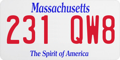 MA license plate 231QW8