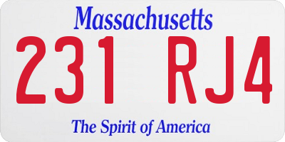 MA license plate 231RJ4