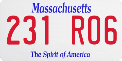 MA license plate 231RO6