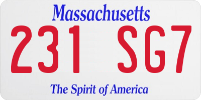 MA license plate 231SG7