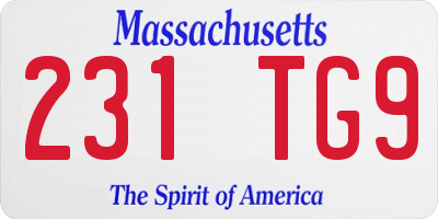 MA license plate 231TG9