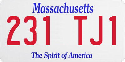 MA license plate 231TJ1