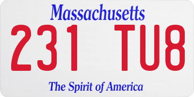 MA license plate 231TU8