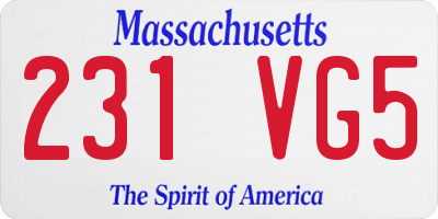 MA license plate 231VG5