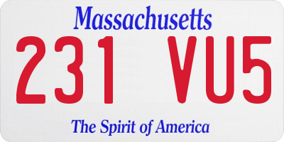 MA license plate 231VU5