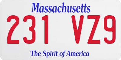 MA license plate 231VZ9