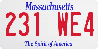MA license plate 231WE4