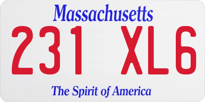 MA license plate 231XL6