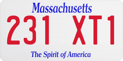 MA license plate 231XT1