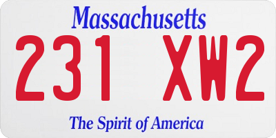 MA license plate 231XW2