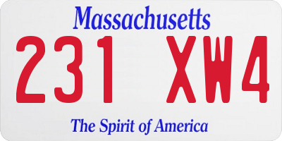 MA license plate 231XW4