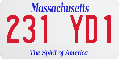 MA license plate 231YD1