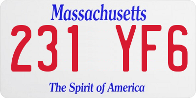 MA license plate 231YF6