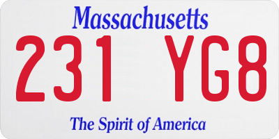 MA license plate 231YG8