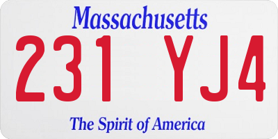 MA license plate 231YJ4