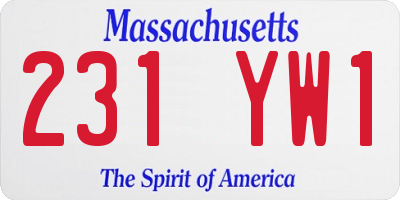 MA license plate 231YW1