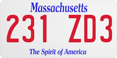 MA license plate 231ZD3