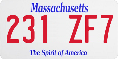MA license plate 231ZF7