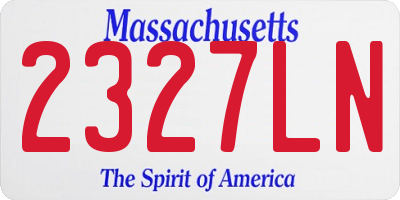 MA license plate 2327LN