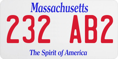 MA license plate 232AB2