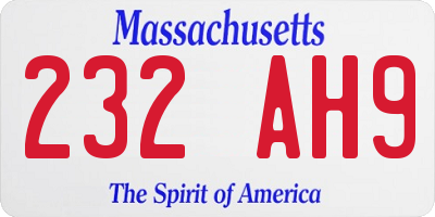 MA license plate 232AH9