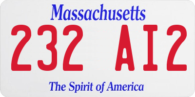 MA license plate 232AI2
