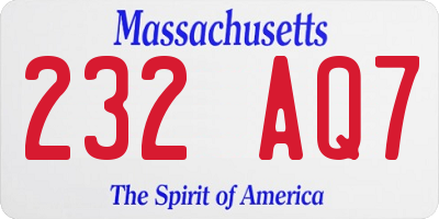 MA license plate 232AQ7