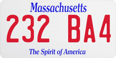 MA license plate 232BA4