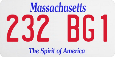 MA license plate 232BG1