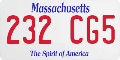 MA license plate 232CG5