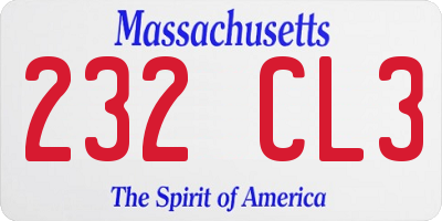 MA license plate 232CL3