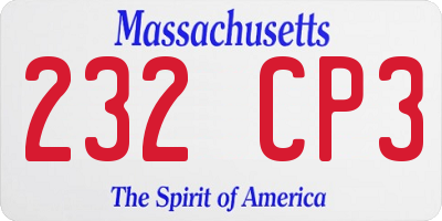 MA license plate 232CP3