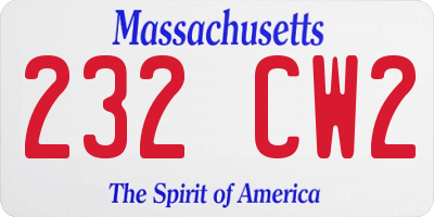 MA license plate 232CW2
